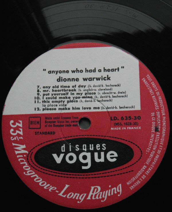 Dionne Warwick : Anyone Who Had A Heart (LP, Album)