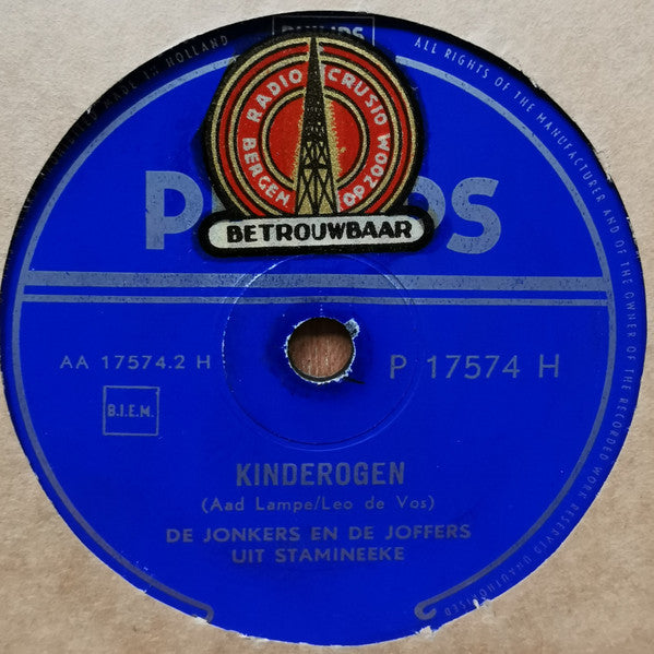 De Jonkers En De Joffers Uit't Stamineeke* : Kinderogen / Twintig Kleine Vingers (Shellac, 10")