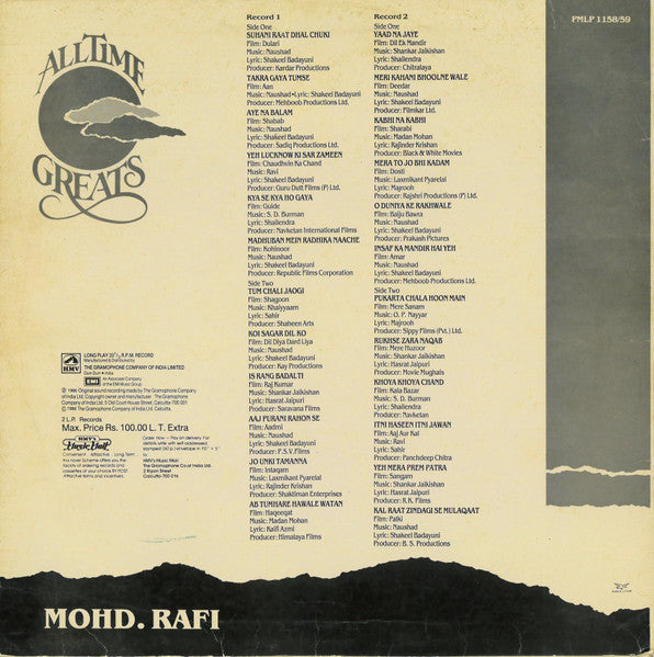 Mohd.Rafi* : All Time Greats (2xLP, Comp, Mono)