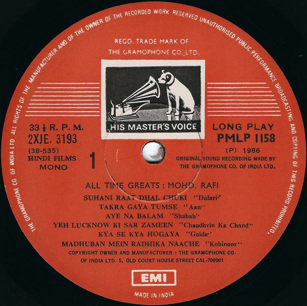 Mohd.Rafi* : All Time Greats (2xLP, Comp, Mono)