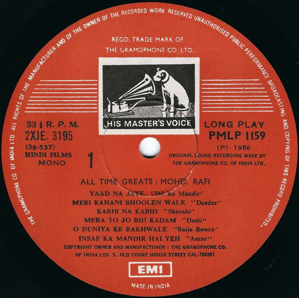 Mohd.Rafi* : All Time Greats (2xLP, Comp, Mono)