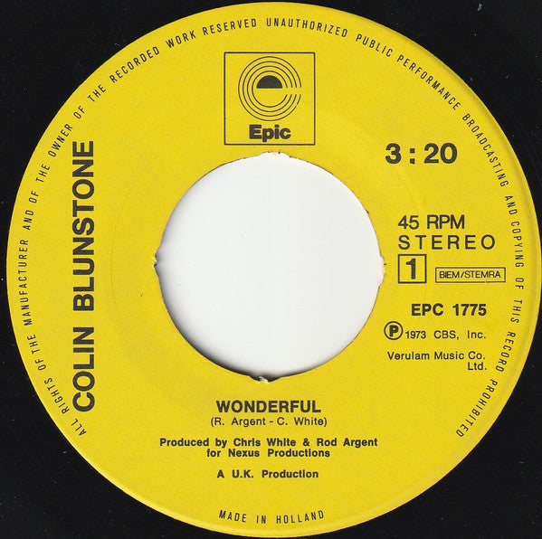 Colin Blunstone : Wonderful (7", Single)