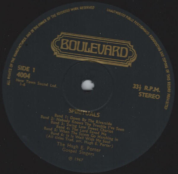 Hugh E. Porter & His Gospel Singers* : Spirituals (LP, Album, RE)
