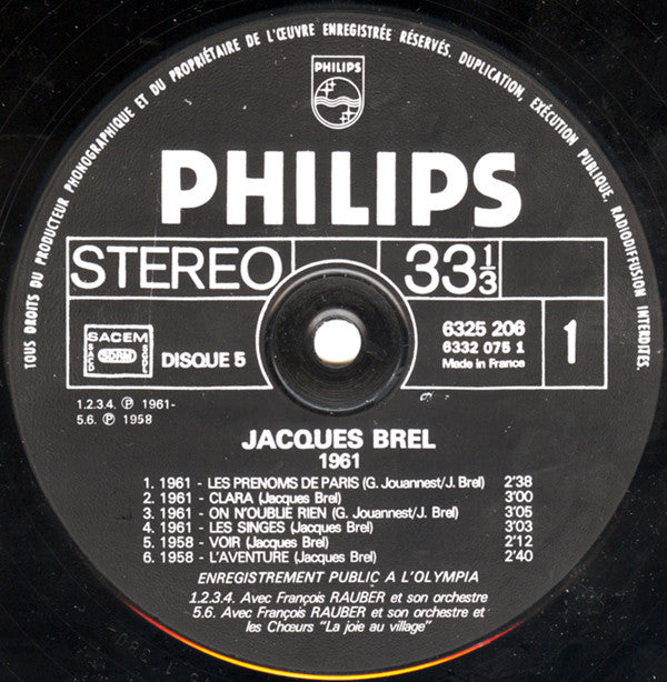 Jacques Brel : 5 - Les Bourgeois (LP, Comp, RE)