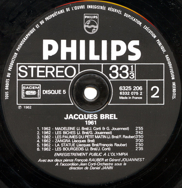 Jacques Brel : 5 - Les Bourgeois (LP, Comp, RE)