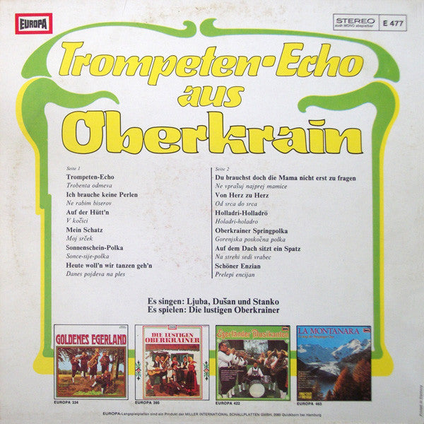 Die Lustigen Oberkrainer : Trompeten-Echo Aus Oberkrain (LP)
