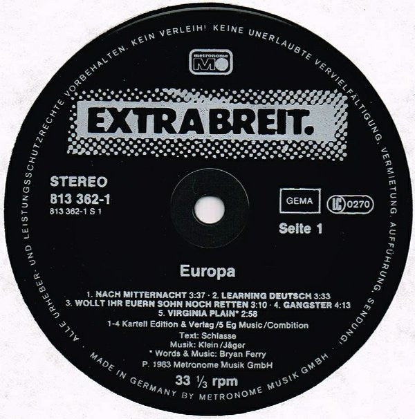 Extrabreit : Europa (LP, Album)
