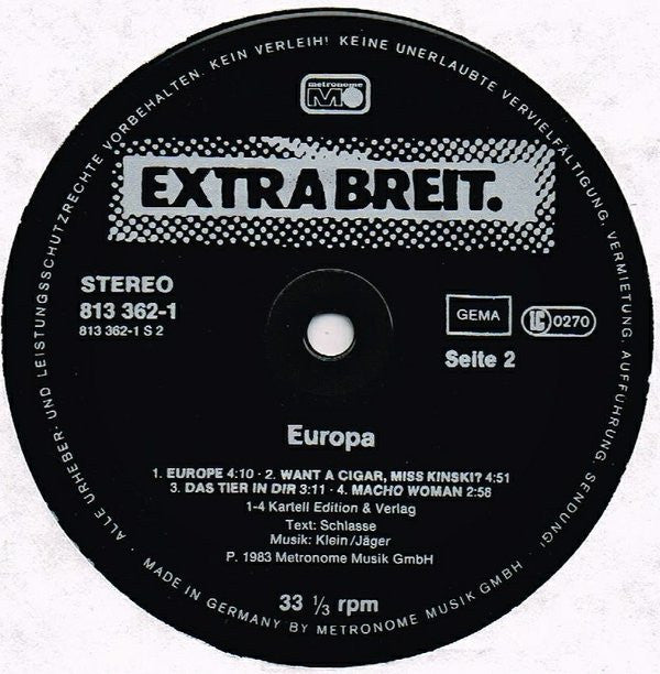 Extrabreit : Europa (LP, Album)