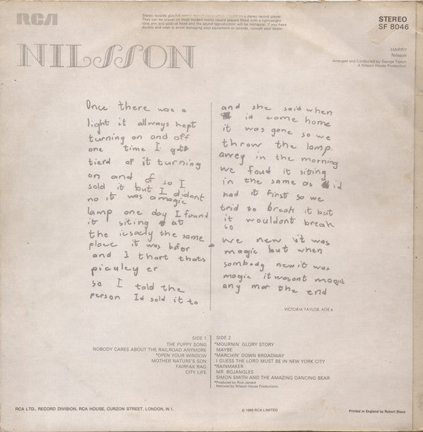 Harry Nilsson : Harry (LP, Album, RE)