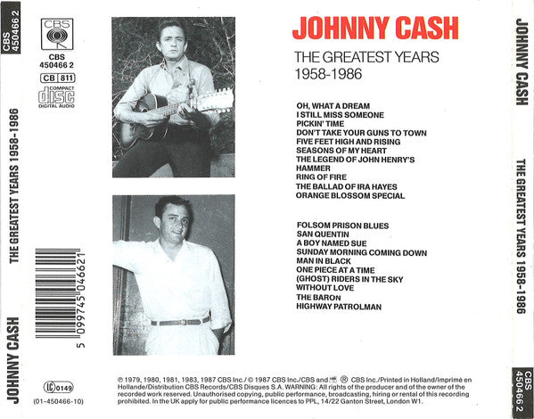 Johnny Cash : The Greatest Years 1958 - 1986 (CD, Comp)