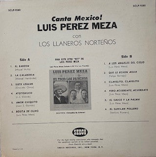 Luis Perez Meza : Canta Mexico (LP, Album)