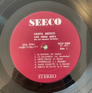 Luis Perez Meza : Canta Mexico (LP, Album)