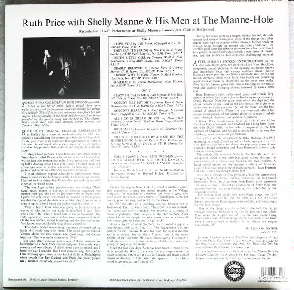 Ruth Price With Shelly Manne & His Men : At The Manne Hole (LP, Album, Ltd, RE, RM)