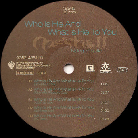 Me'Shell NdegéOcello : Who Is He And What Is He To You (12")