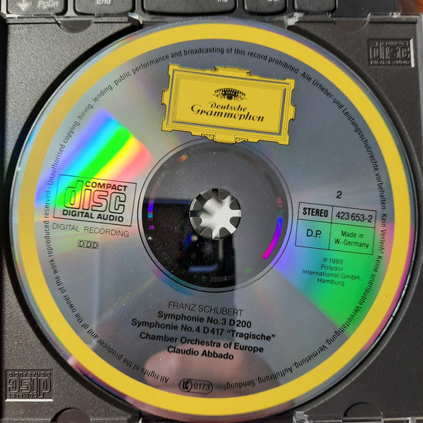 Franz Schubert / The Chamber Orchestra Of Europe, Claudio Abbado : Symphonien Nos. 3 & 4 «Tragische» (CD, Album, RE)