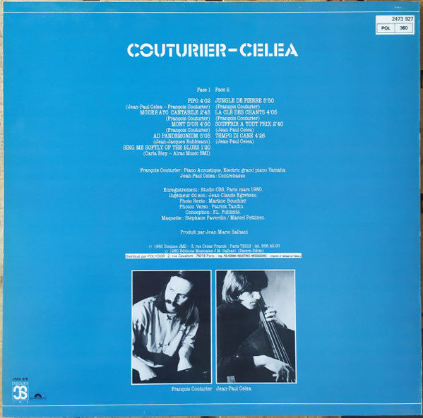 François Couturier - Jean-Paul Celea : Couturier-Celea (LP, Album, RP)