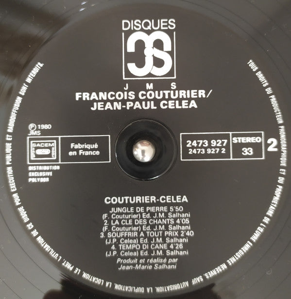 François Couturier - Jean-Paul Celea : Couturier-Celea (LP, Album, RP)
