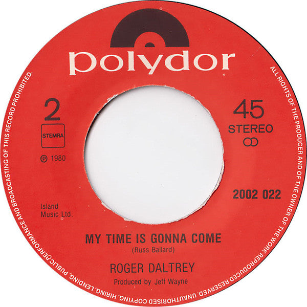 Roger Daltrey : Without Your Love (7", Single, Tex)