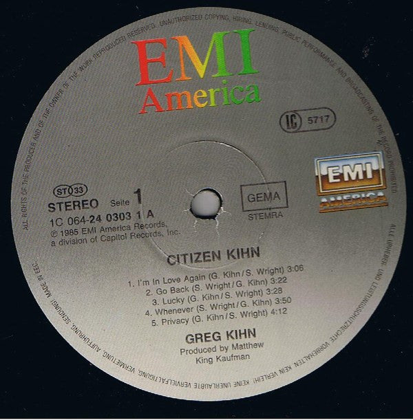 Greg Kihn : Citizen Kihn (LP, Album)