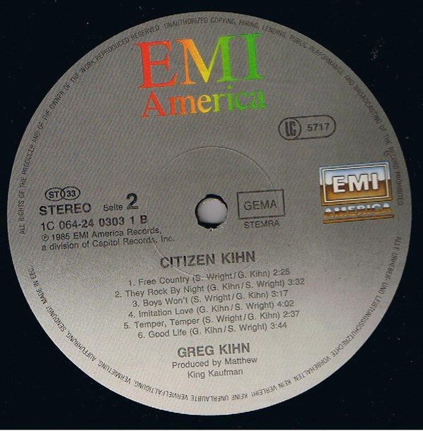 Greg Kihn : Citizen Kihn (LP, Album)