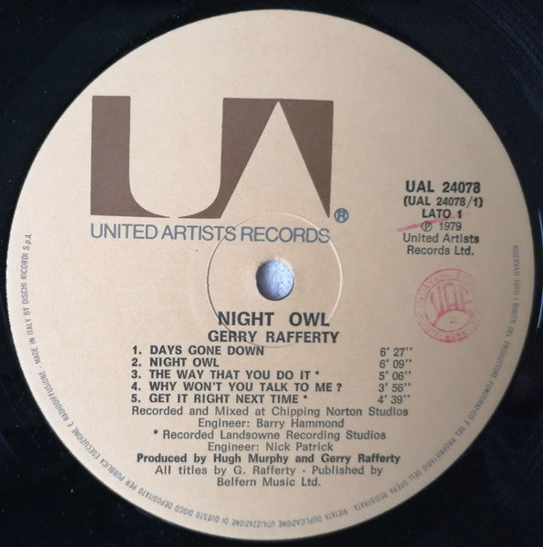 Gerry Rafferty : Night Owl (LP, Album)