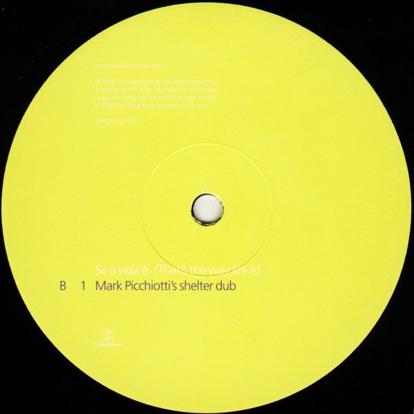 Pet Shop Boys : Se A Vida É (That's The Way Life Is) (12", Promo, 1)