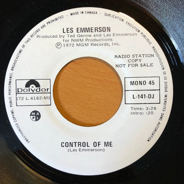 Les Emmerson : Control Of Me (7", Single, Promo)