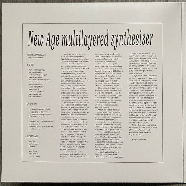 Beverly Glenn-Copeland : ...Keyboard Fantasies... (LP, Album, RE)