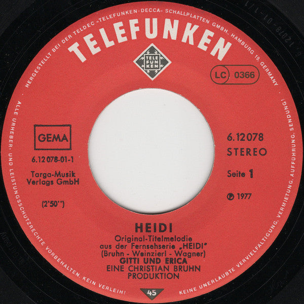 Gitti Und Erica* : Heidi (7", Single)