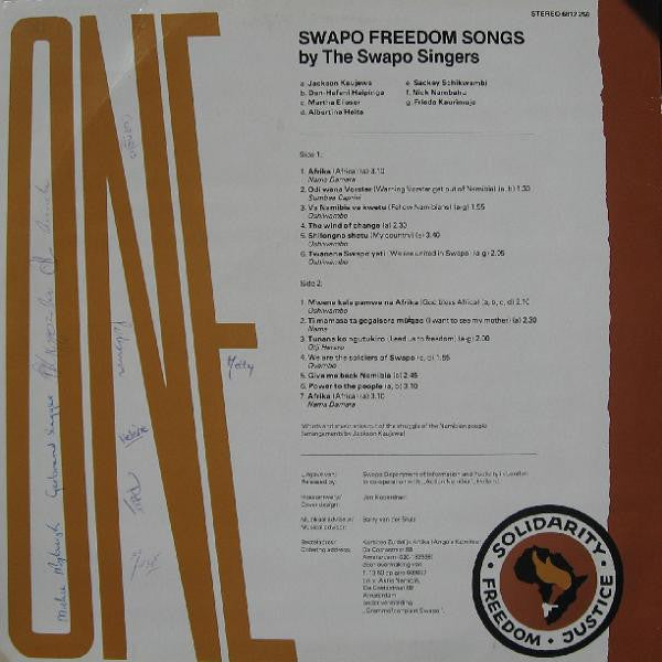 Swapo Singers : One Namibia One Nation (Swapo Freedom Songs) (LP)