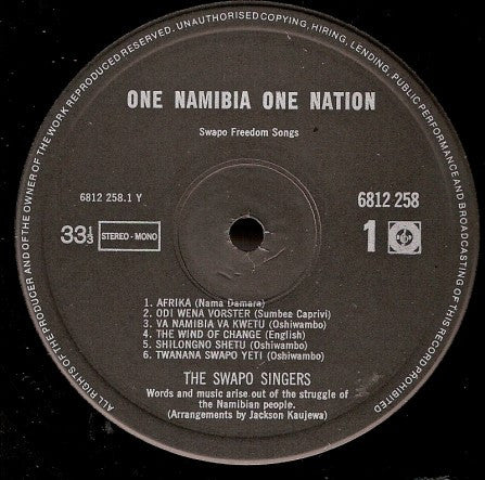Swapo Singers : One Namibia One Nation (Swapo Freedom Songs) (LP)