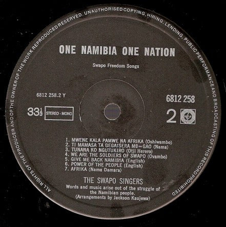Swapo Singers : One Namibia One Nation (Swapo Freedom Songs) (LP)