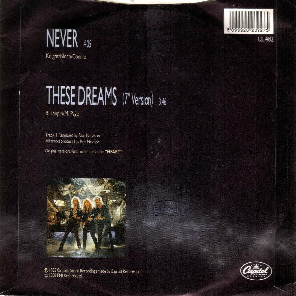 Heart : Never / These Dreams (7", Single, Pap)
