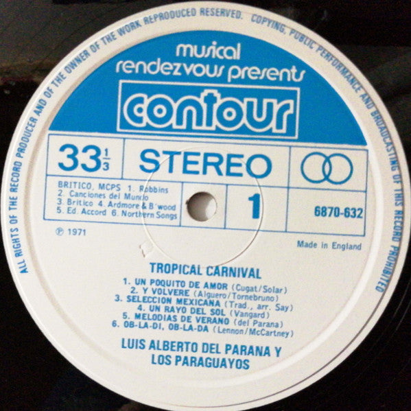 Luis Alberto del Parana y Los Paraguayos : Tropical Carnival (LP)