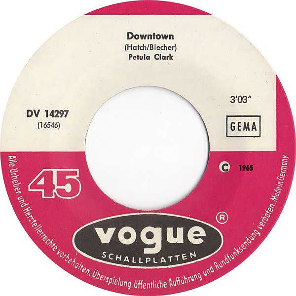 Petula Clark : Downtown / Darling Chèri (7", Single, 1st)