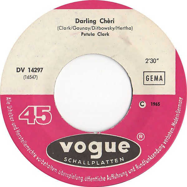 Petula Clark : Downtown / Darling Chèri (7", Single, 1st)