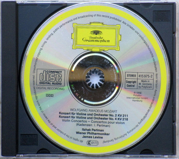 Wolfgang Amadeus Mozart - Itzhak Perlman, Wiener Philharmoniker, James Levine (2) : Violinkonzerte Nos. 2 & 4 (CD, Album)
