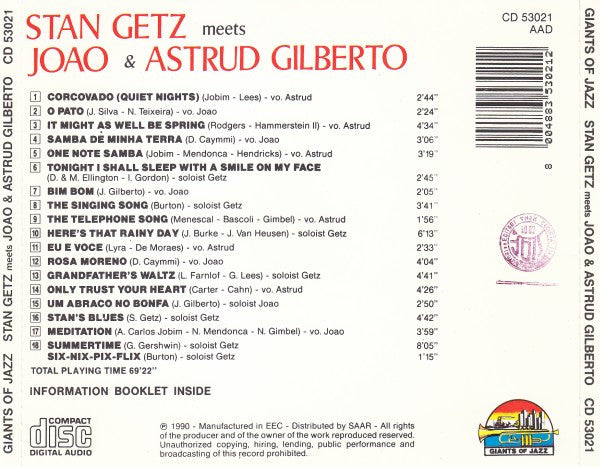 Stan Getz Meets João Gilberto And Astrud Gilberto : Stan Getz Meets Joao & Astrud Gilberto (CD, Comp, RE)