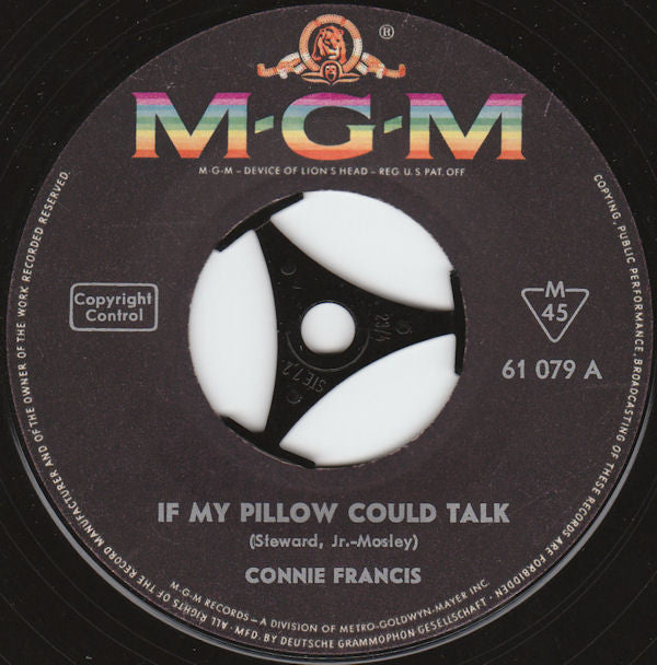 Connie Francis : If My Pillow Could Talk (7", Single, Mono)