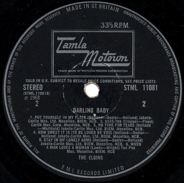 The Elgins : Darling Baby (LP, Album)