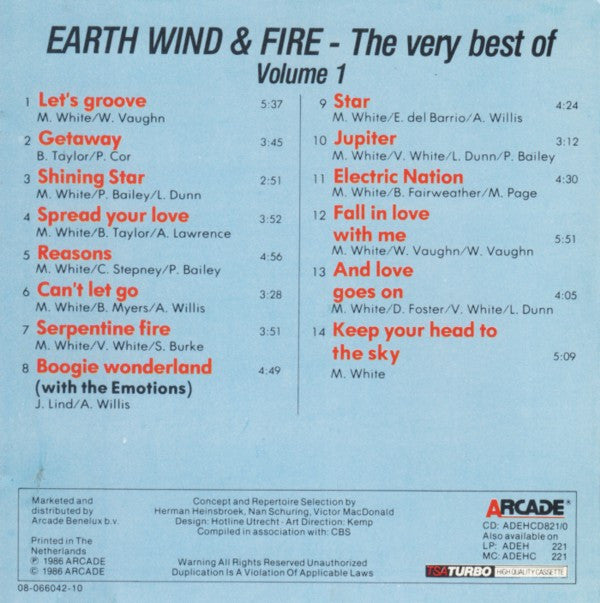 Earth, Wind & Fire : The Very Best Of Volume 1 (CD, Comp)