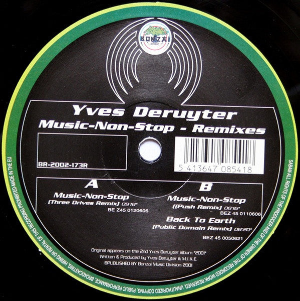 Yves Deruyter : Music-Non-Stop - Remixes (12")