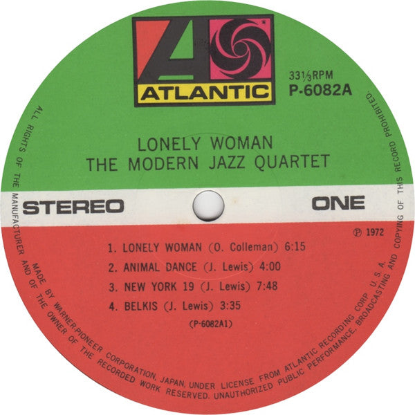The Modern Jazz Quartet : Lonely Woman (LP, Album, RE)