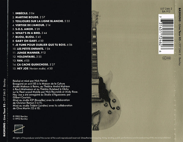 Alain Bashung : Live Tour 85 (CD, Album, RE)