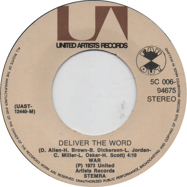 War : Gypsy Man / Deliver The Word (7", Single, Gre)