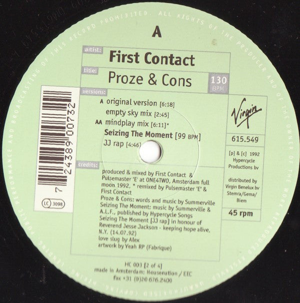 First Contact : Proze & Cons (12")