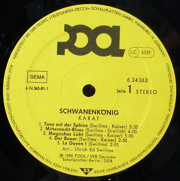 Karat : Schwanenkönig (LP, Album, Yel)