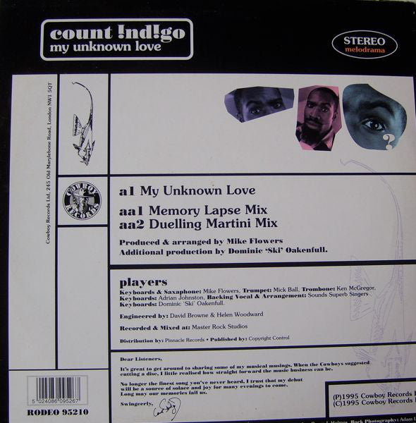 Count Indigo : My Unknown Love (10")