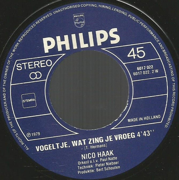 Nico Haak : Er Zit Een Pukkel Op Je Neus (7")