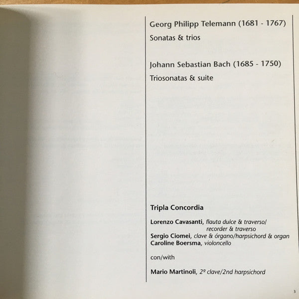 Georg Philipp Telemann, Johann Sebastian Bach / Ensemble Tripla Concordia : Sonatas & Trios (2xCD, Album, RE)